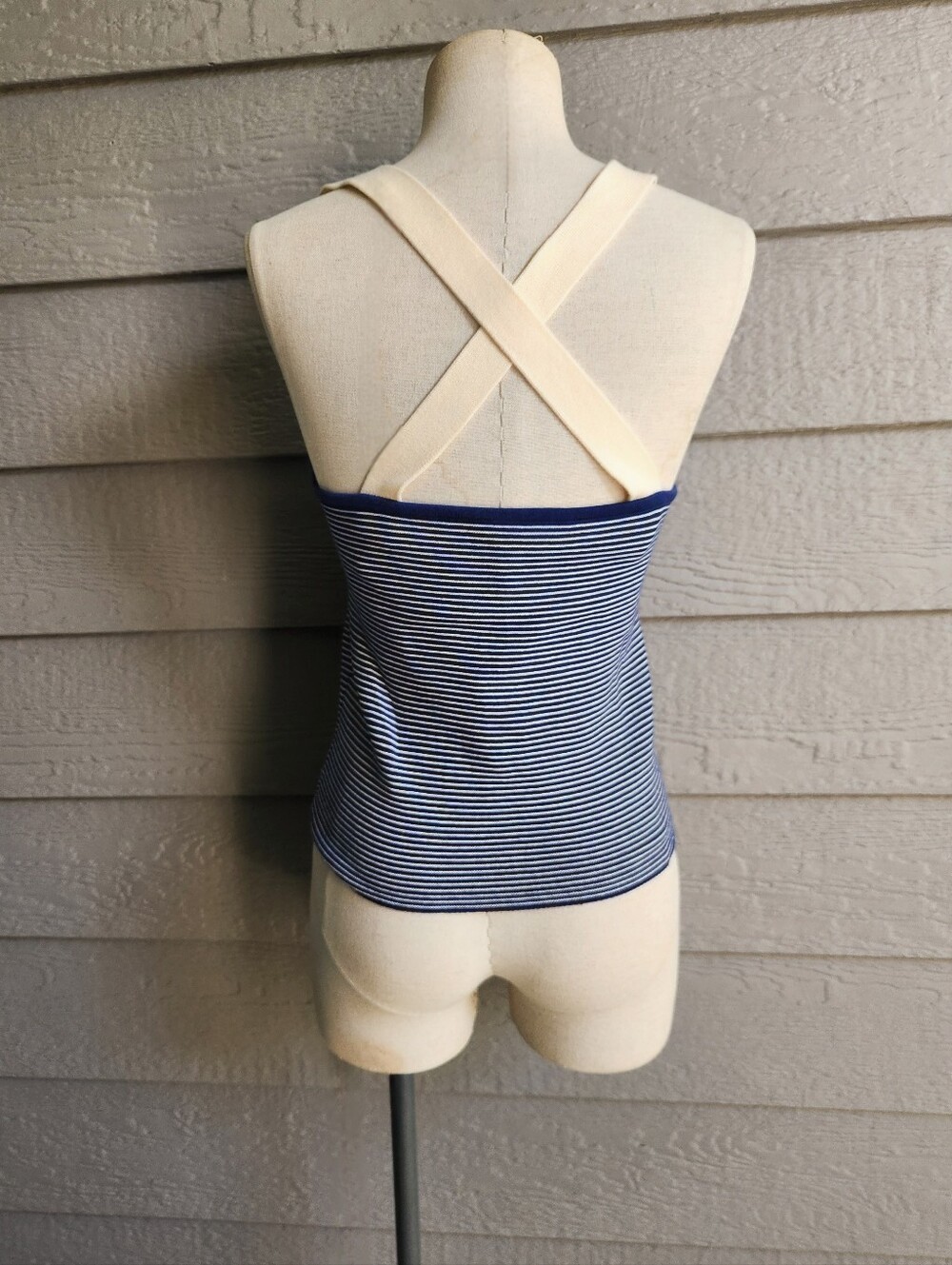 Sonia Rykiel Navy and Cream Striped Knit Tank Top - Picture 6 of 12